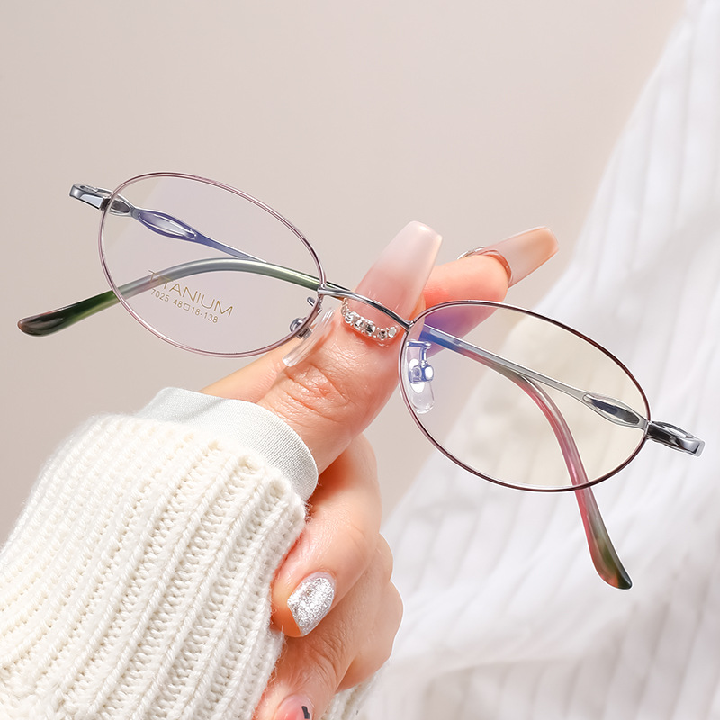 新款高级感复古文艺女小框眼镜架超轻纯钛双色经典港风淑女眼镜框