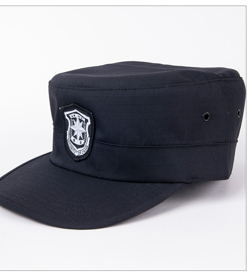 保安透气网格保安徽帽子新式保安作训棉帽物业酒店门卫黑色鸭舌帽