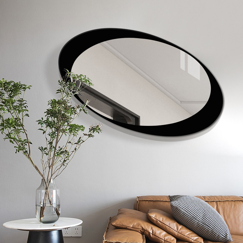 欧式简约镜子椭圆壁挂化妆镜  现代客厅创意装饰镜玄关艺术镜挂墙
