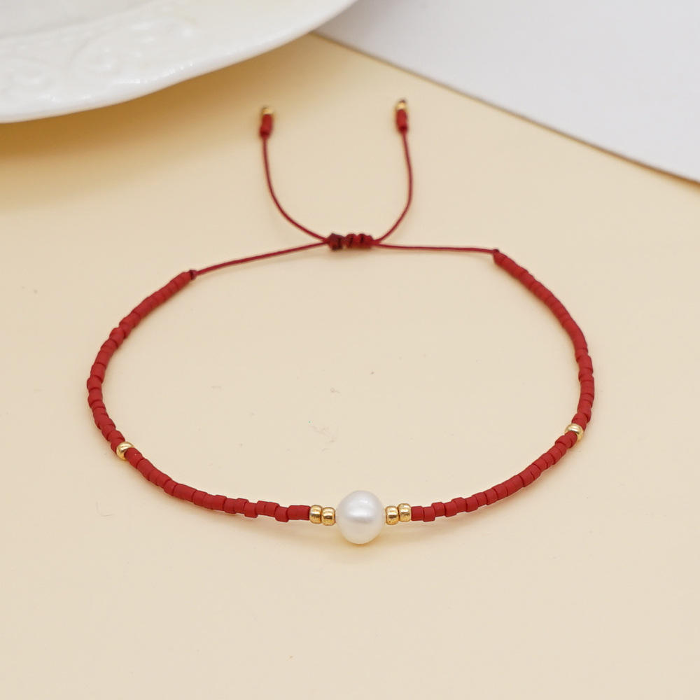 miyuki珍珠编织手工手链进口金珠可调节波西米亚民族风手串