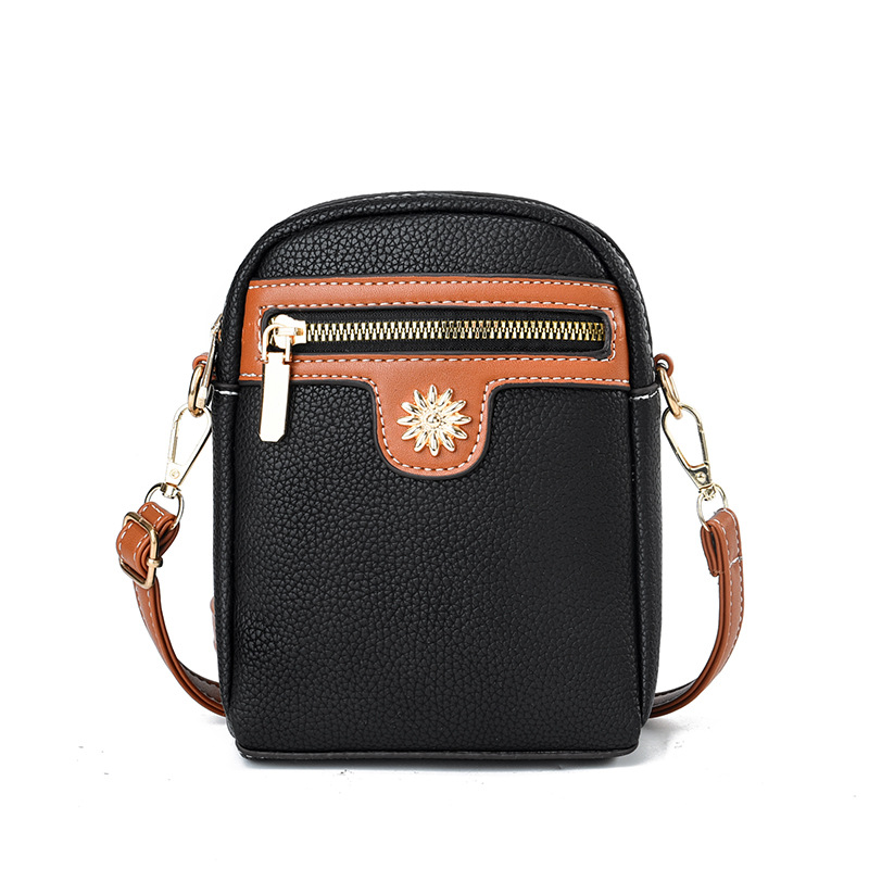 Bag Female 2023 Spring Summer Fashion Trends Contrast Color Mobile Phone Bag Female Pu Soft Leather Versatile Shoulder Bag Messenger Bag