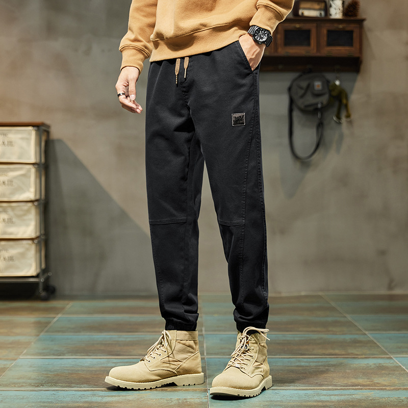 Workwear Pants Boys Spring 2023 New Loose Trendy Ankle Banded Slacks Handsome Man All-Matching Trousers Men