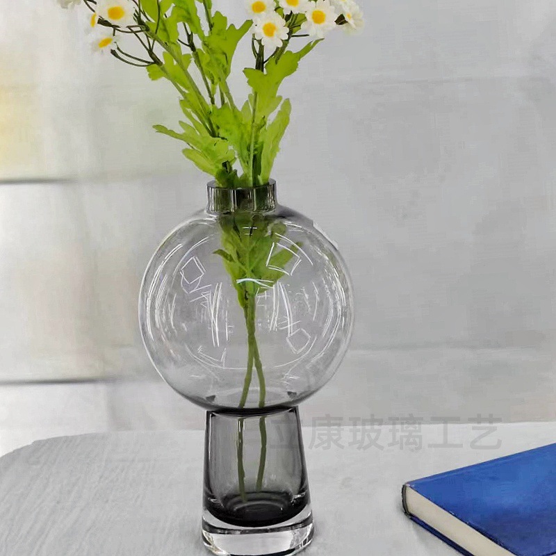 Wholesale Nordic Minimalism Small Mouth Big Belly Glass Vase Dried Flower Flower Hydroponic Living Room and Hotel Flower Arrangement Ornaments