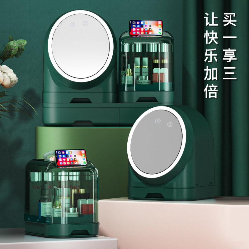desktop cosmetic mirror upgraded mirror fan movable desktop drawer organizing large capacity skin care cosmetics