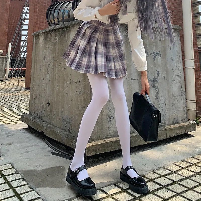 白色丝袜女jk薄款天鹅绒连裤袜大码日系lolita可爱萝莉专用舞蹈袜