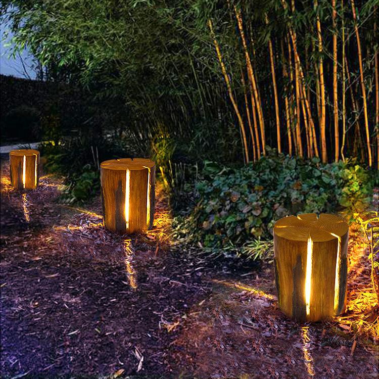 户外仿真树桩灯树脂玻璃钢景观灯led木桩灯公园庭院发光草坪灯