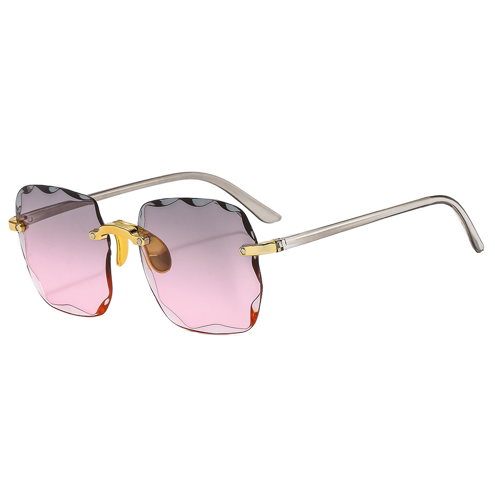 Cross-Border European and American Rimless Square Sunglasses Fashion Trend Trimmed Frameless Sunglasses Women's Street Shooting Catwalk Sunglasses