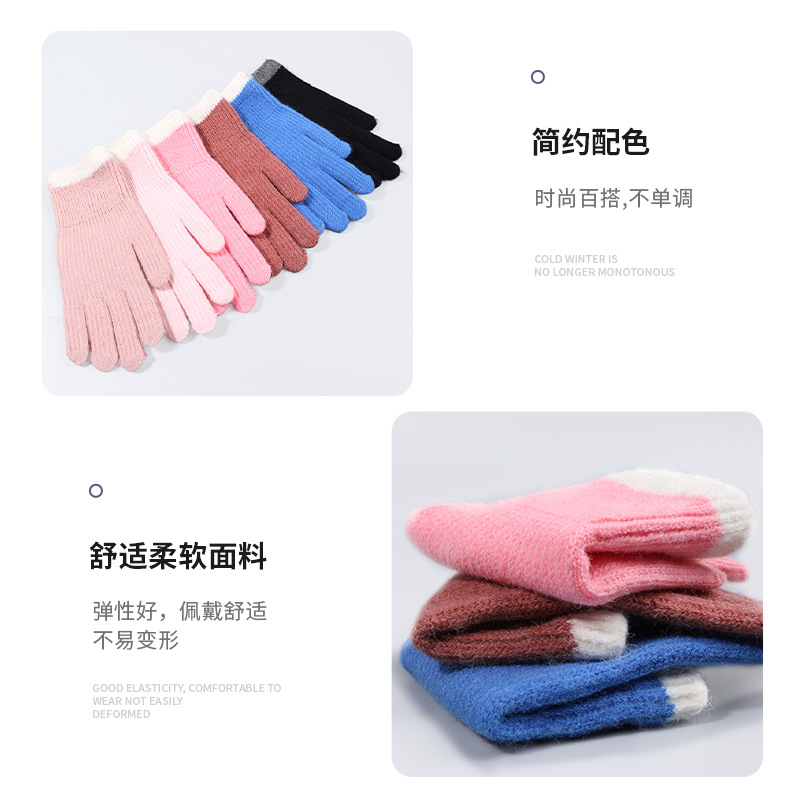 Winter Warm Gloves Women's Open Finger Touch Screen Wool Knitted Gloves Riding Cold-Proof Korean Style Student Autumn and Winter Gloves