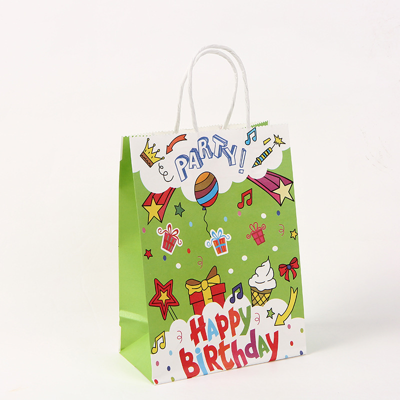 Birthday Gift Bag Happy Birthday Printed Kraft Paper Bag Birthday Gift Bag Children's Gift Bag