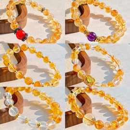 8mm秋冬美拉德风天然高品质黄水晶黄塔晶紫水晶白水晶手链手串