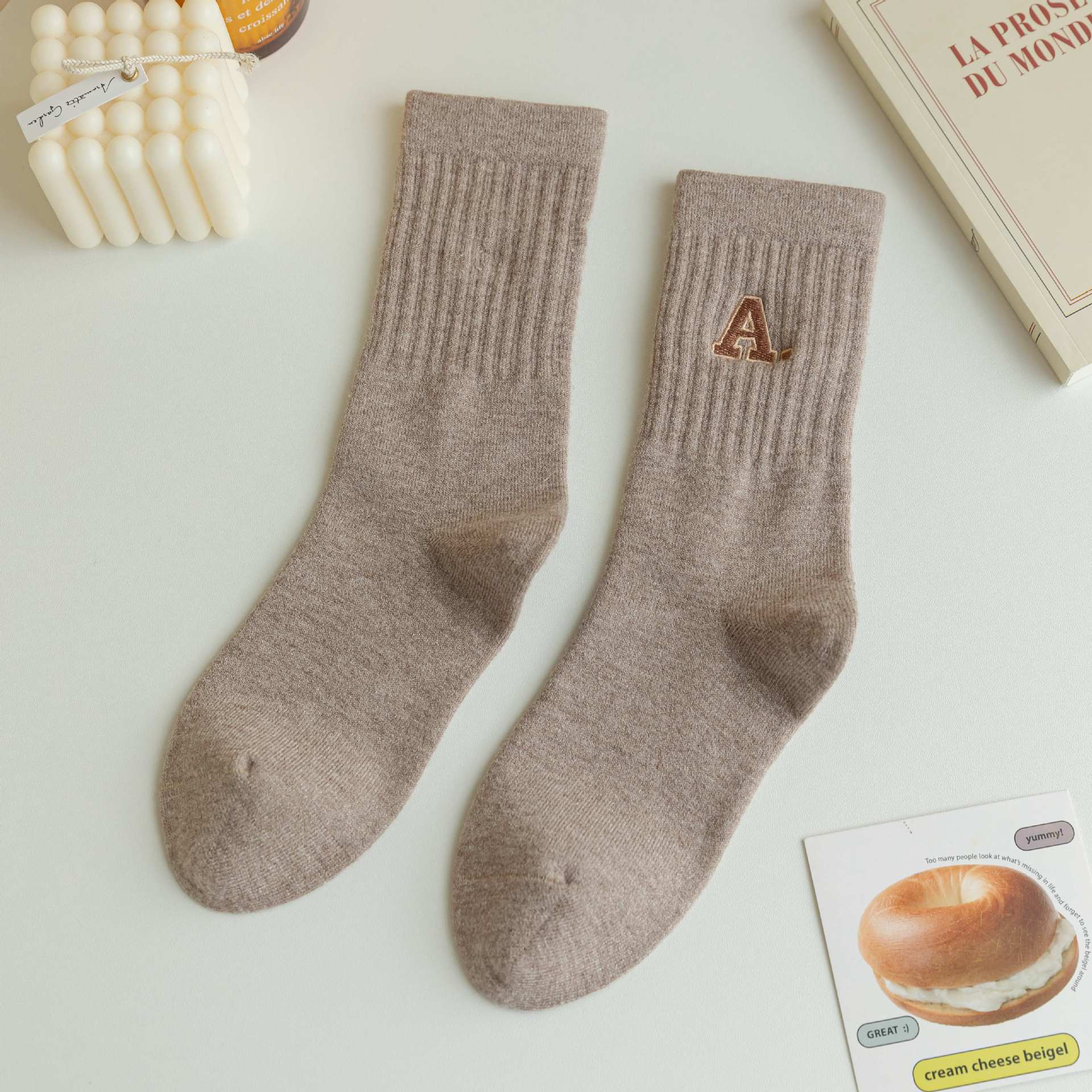 Autumn and Winter Alphabet Socks Women's Korean-Style Sports All-Match Sweat-Absorbent Tube Socks Ins Trendy Embroidery Couple Cotton Socks