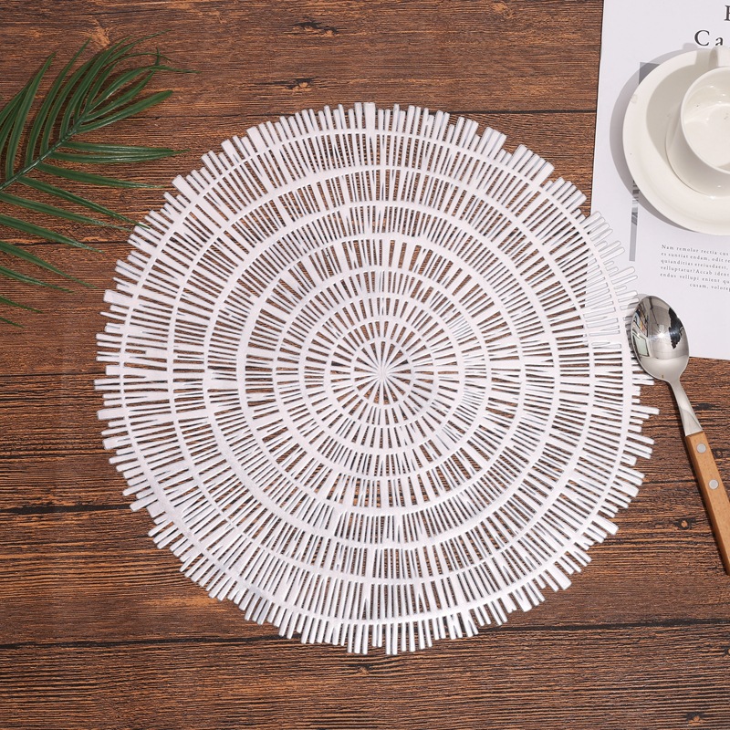 Nordic Style Placemat Hollow Pvc Bronzing Western-Style Placemat Heat Insulation Non-Slip Restaurant Hotel Table Mat Cross-Border Supply