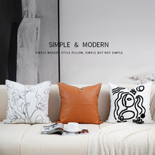 亚马逊现代客厅沙发抱枕样板间软装家居腰枕毕加索黑白靠枕套批发