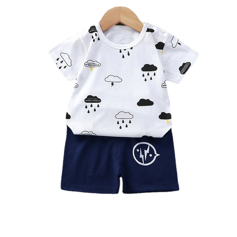 New Children's Short-Sleeved T-shirt Set Summer Infant Boys and Girls T-shirt Baby Short Sleeve Suit Pure Cotton Children's Clothing