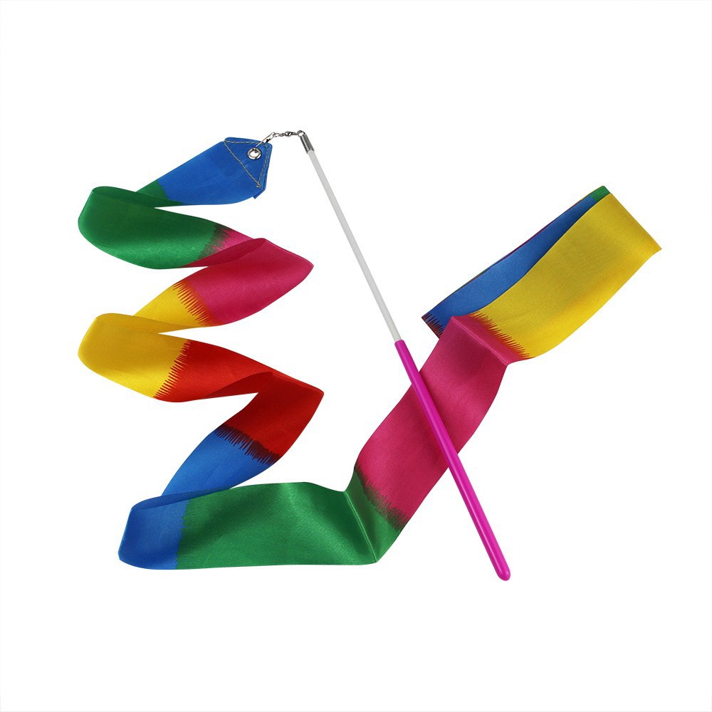 艺术体操彩带批发舞蹈演出道具2米七彩飘带儿童玩具舞蹈表演彩带