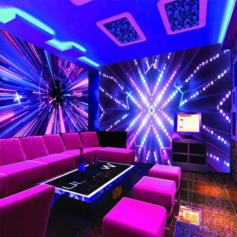 个性ktv墙布歌厅包厢墙纸网吧电竞馆炫酷几何壁纸酒吧整张3d壁画