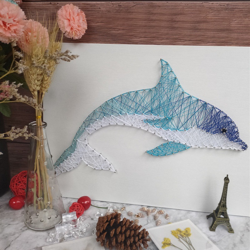 钉子绕线画弦丝海豚手工diy减压制作材料包海豚缠绕情侣礼物钉子