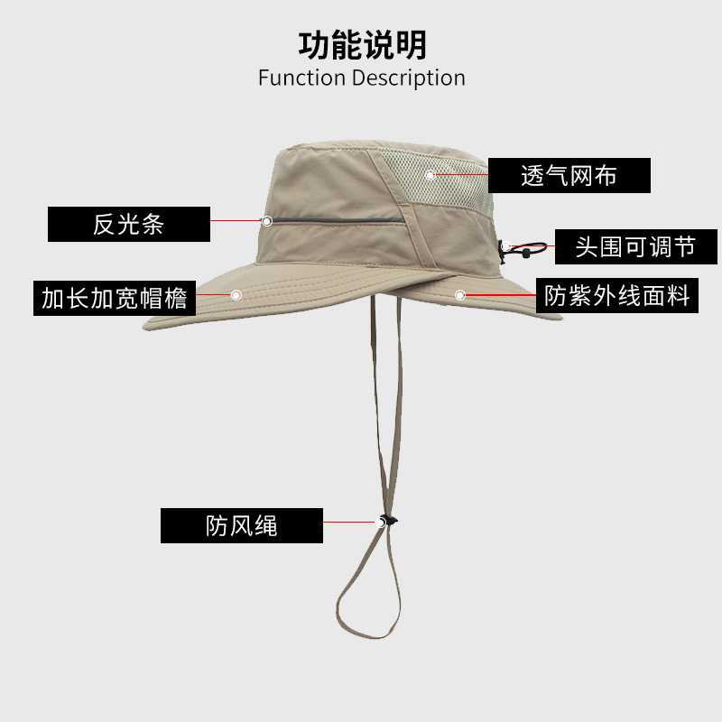 Outfly Pear-Shaped Sun Hat 2022 Hat Female Summer New Sunscreen Fishing Hat Outdoor Mountaineering Bucket Hat