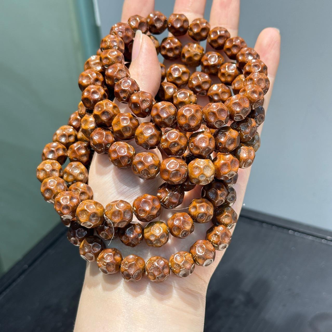 紫金鼠锤纹无相珠手串约10x11mmdiy文玩佛珠饰品配饰手机链手链吊