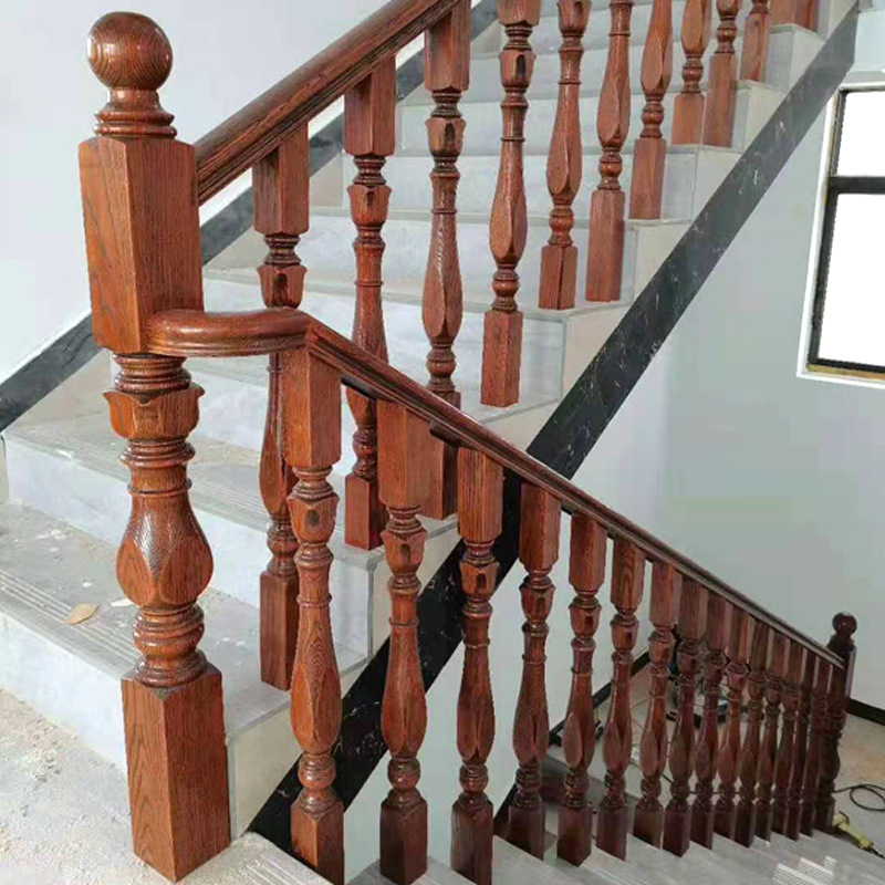 实木楼梯扶手室内红橡开放漆扶手栏杆立柱木质飘窗阳台护栏