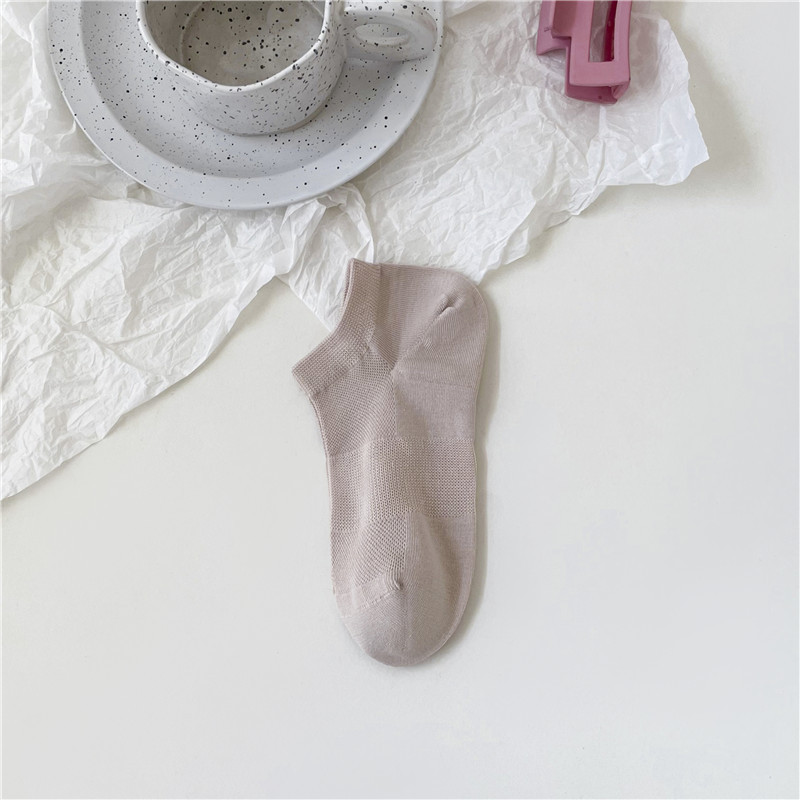 Seamless Socks Women's Spring and Summer Thin Mesh Women's Socks Ins Macaron Color Boat Socks Anti-Pilling Pure Cotton Socks