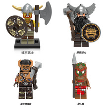 欣宏中古系列维京战士兽人矮人人仔模型儿童拼装积木玩具OPP袋装
