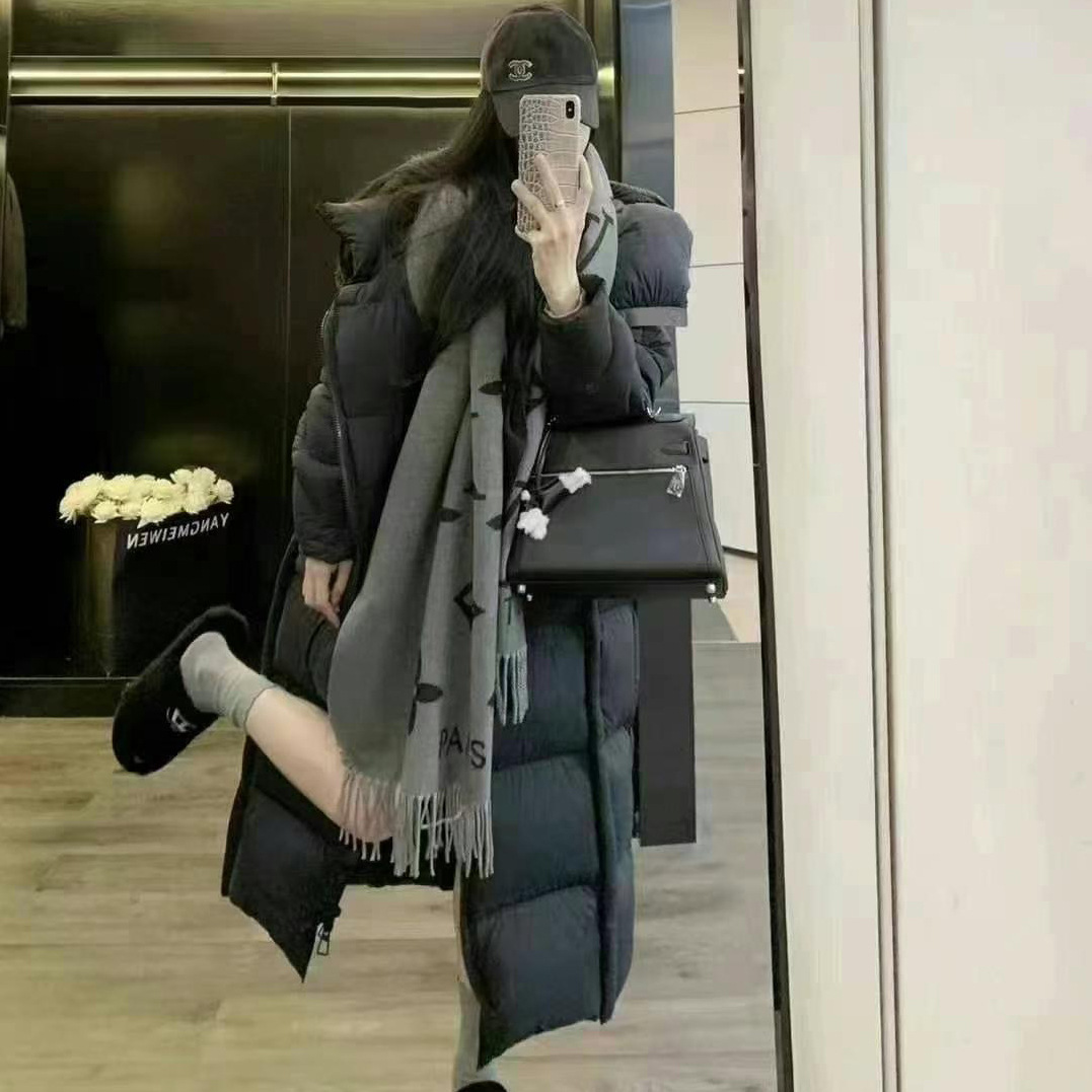 韩版爆款羽绒服女中长款冬季新款宽松连帽轻薄外套90鹅绒厂家批发