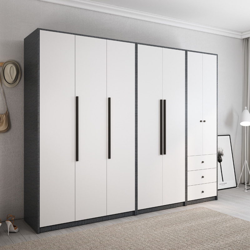 衣柜现代简约小户型家用卧室平开三门大柜子整体组合两门衣橱