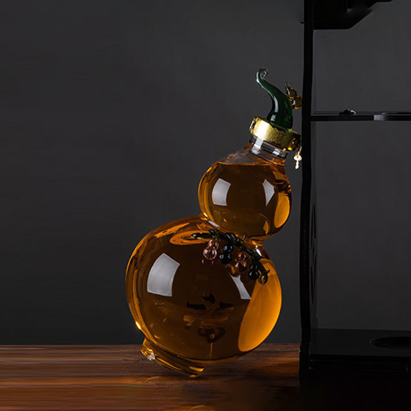 葫芦泡酒玻璃瓶透明工艺酒瓶创意摆件人参葫芦瓶20斤装葫芦泡酒瓶
