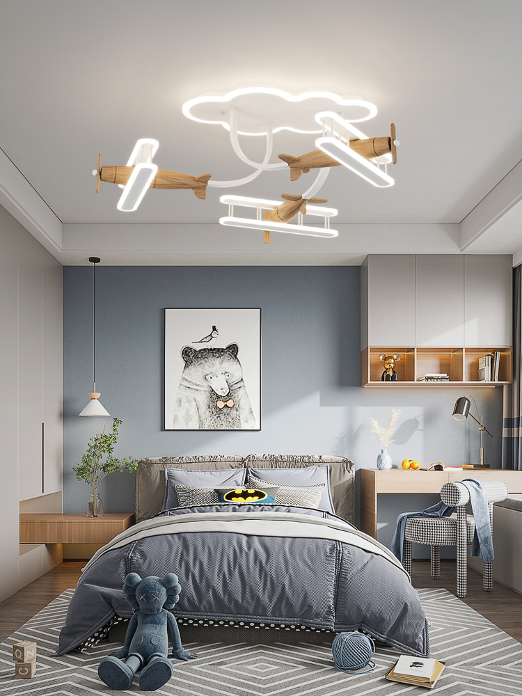儿童房吸顶灯创意云朵飞机卧室灯现代简约卡通全光谱护眼房间灯具