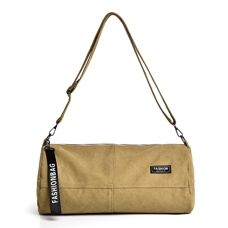 斜挎包男士原创潮牌日系圆筒包新款单肩包大容量旅行包小众背包女-阿