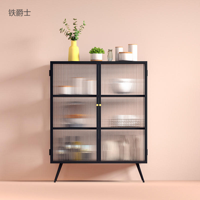 1件代发长虹玻璃餐边柜极窄餐厅厨房简约轻奢收纳柜储物柜置物柜