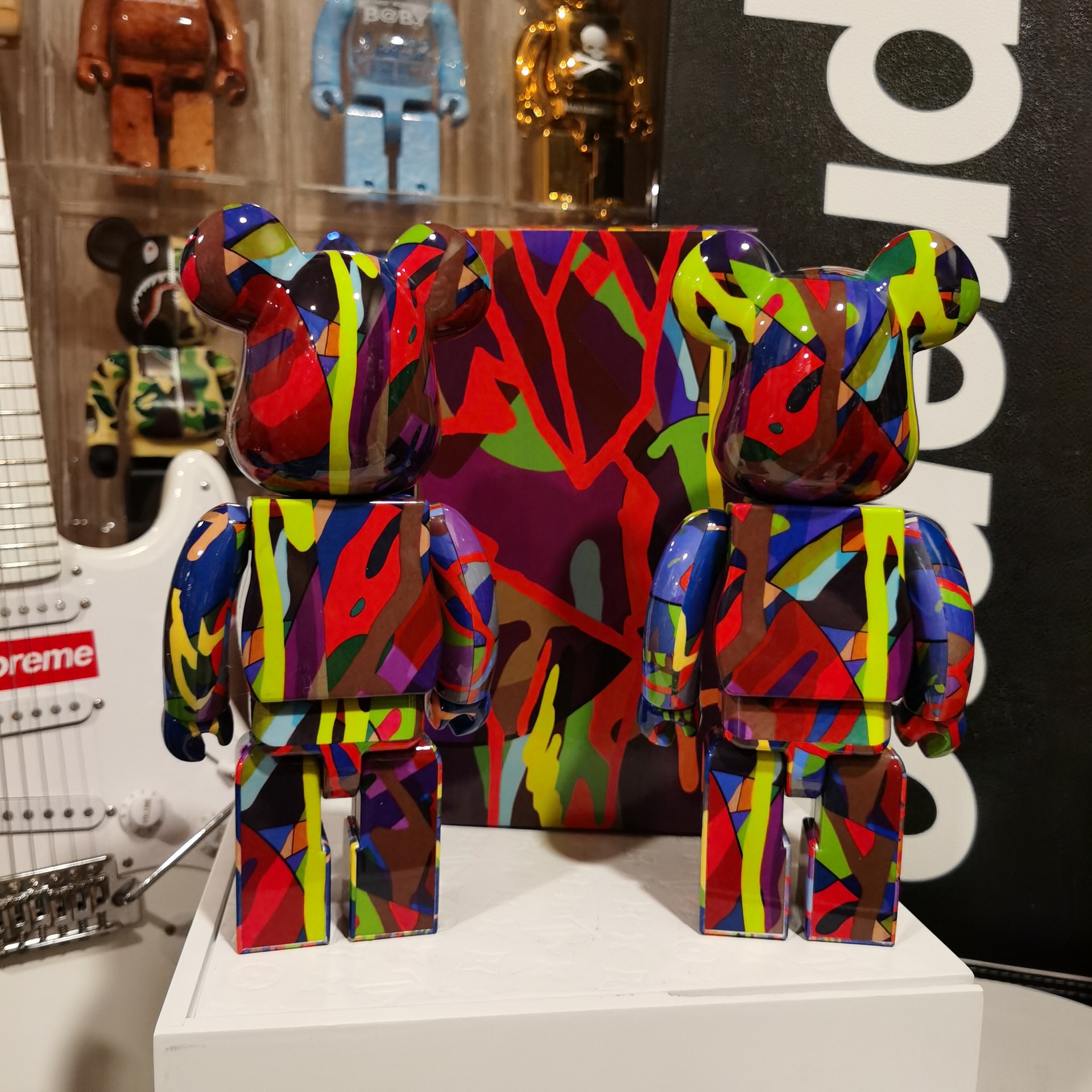 bearbrick400%kaws联名涂鸦式积木熊暴力熊装饰摆件潮玩手办收藏