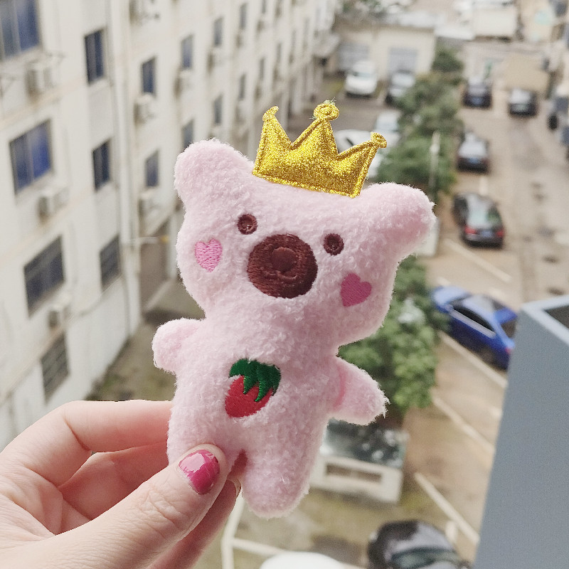 Factory Wholesale Cute Girl Heart Three-Dimensional Plush Doll Crown Blush Bear Pendant Bag Key Sweetheart Bear