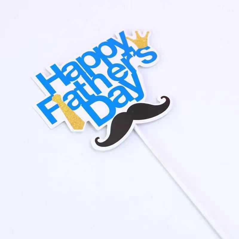 父亲节快乐生日创意胡子眼镜西服插牌蛋糕装饰西服爸爸旗黑色插件