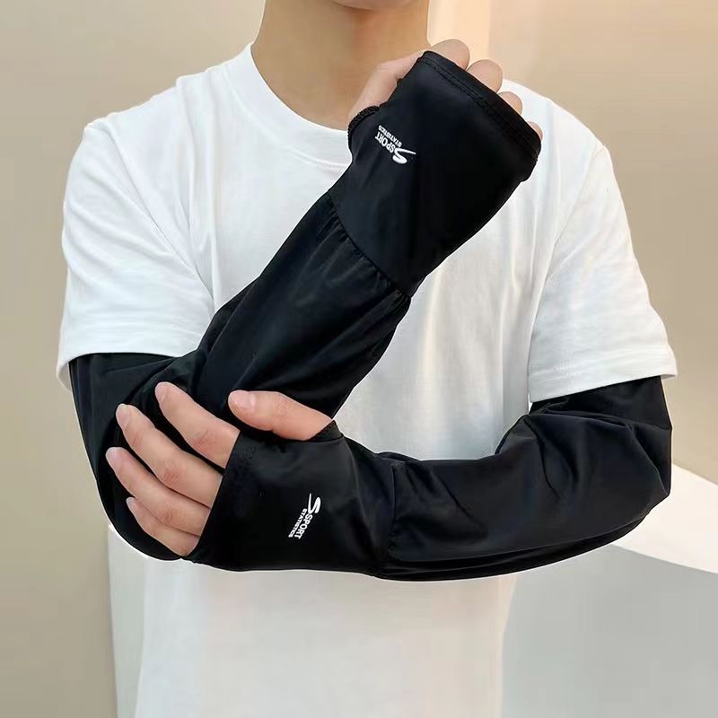 防晒冰丝袖套 男宽松大码户外防紫外线透气开车骑行新款手臂套