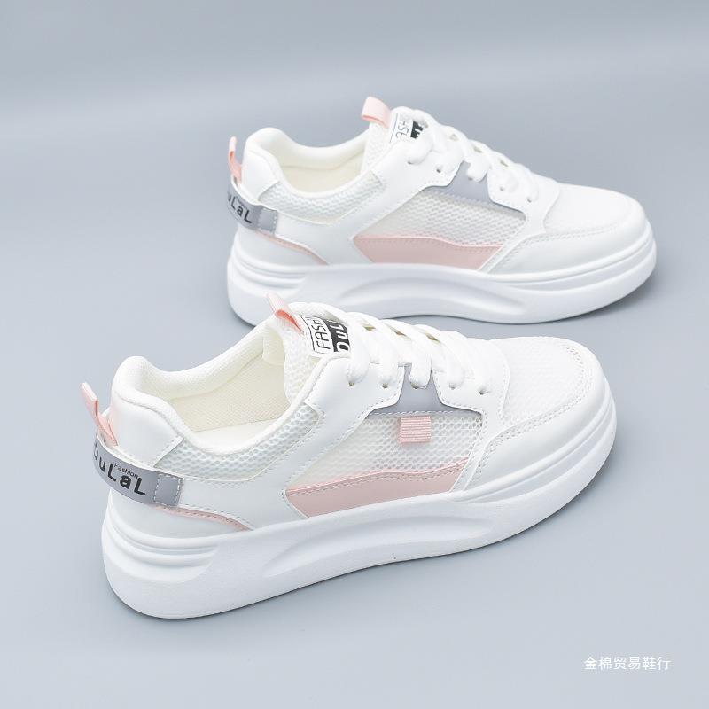 小白鞋女款2024新款夏季透气网面爆款轻薄款女鞋初中学生板鞋网鞋