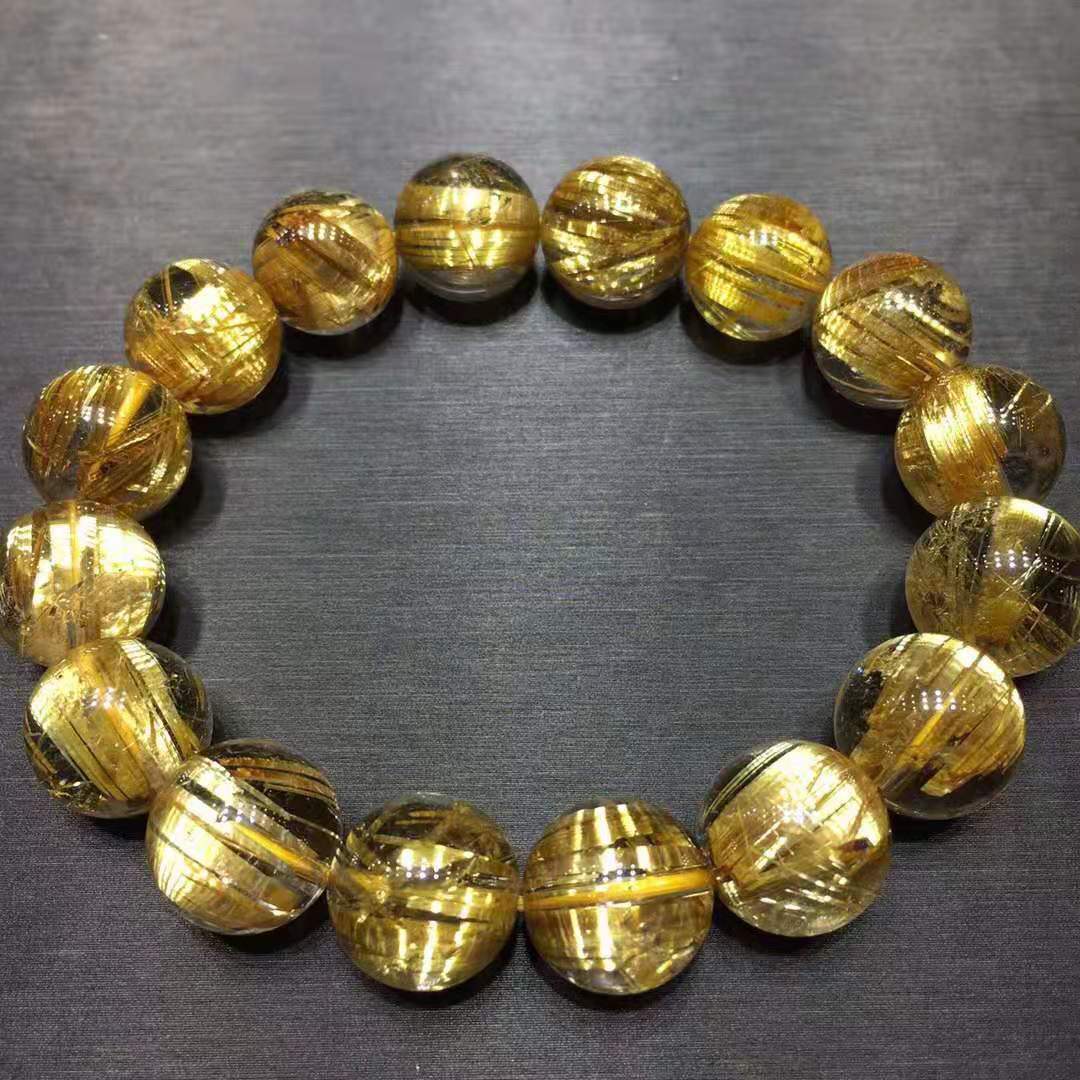 天然钛晶手链 金钛晶手链男女款 钛晶手链手串 金发晶钛晶手链