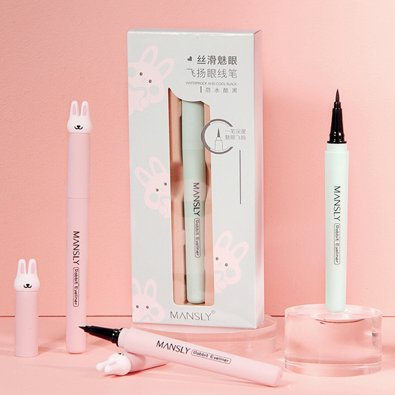 曼诗丽魅眼飞扬眼线笔海绵笔头出水流畅卡通小兔大包装学生女m466
