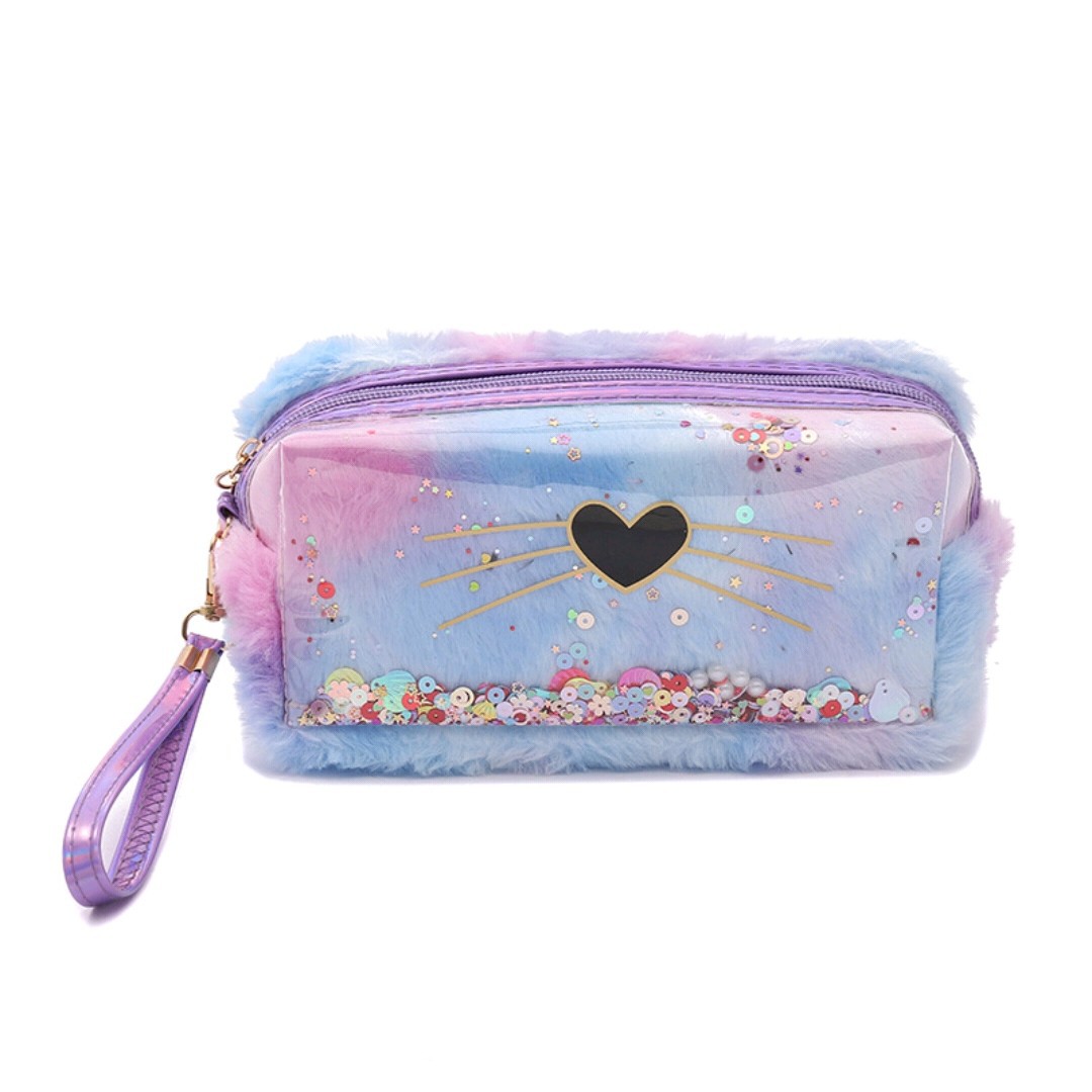 2023 Plush Cat Cosmetic Bag Cosmetic Storage Bag Internet Celebrity Ins Washing Bag Large Capacity Factory Direct Sales