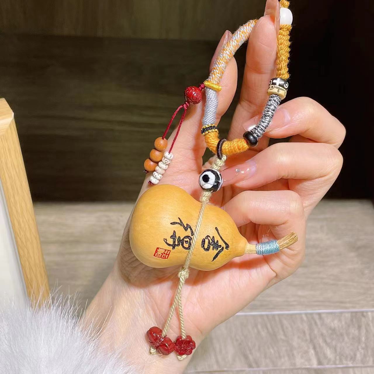 天然葫芦舍得包挂手机挂手工编绳搭配天珠朱砂文玩车挂挂件挂饰