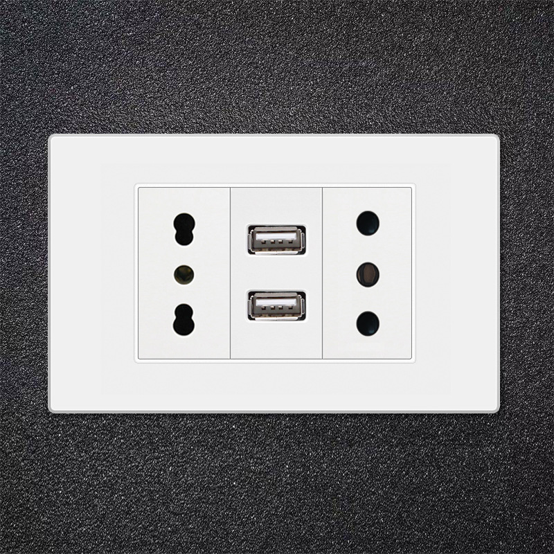 一位意标插座118型三位六位意大利智利意式意规带双usb接口插座面