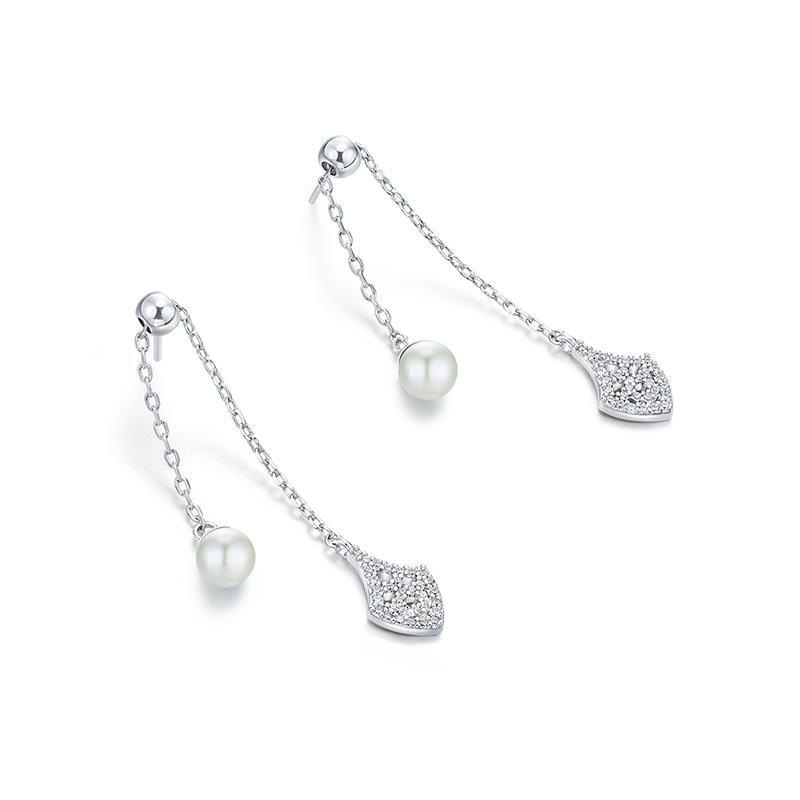 s925银独特鱼尾仿珍珠可调节耳环 简约网红百搭显脸瘦耳钉耳线