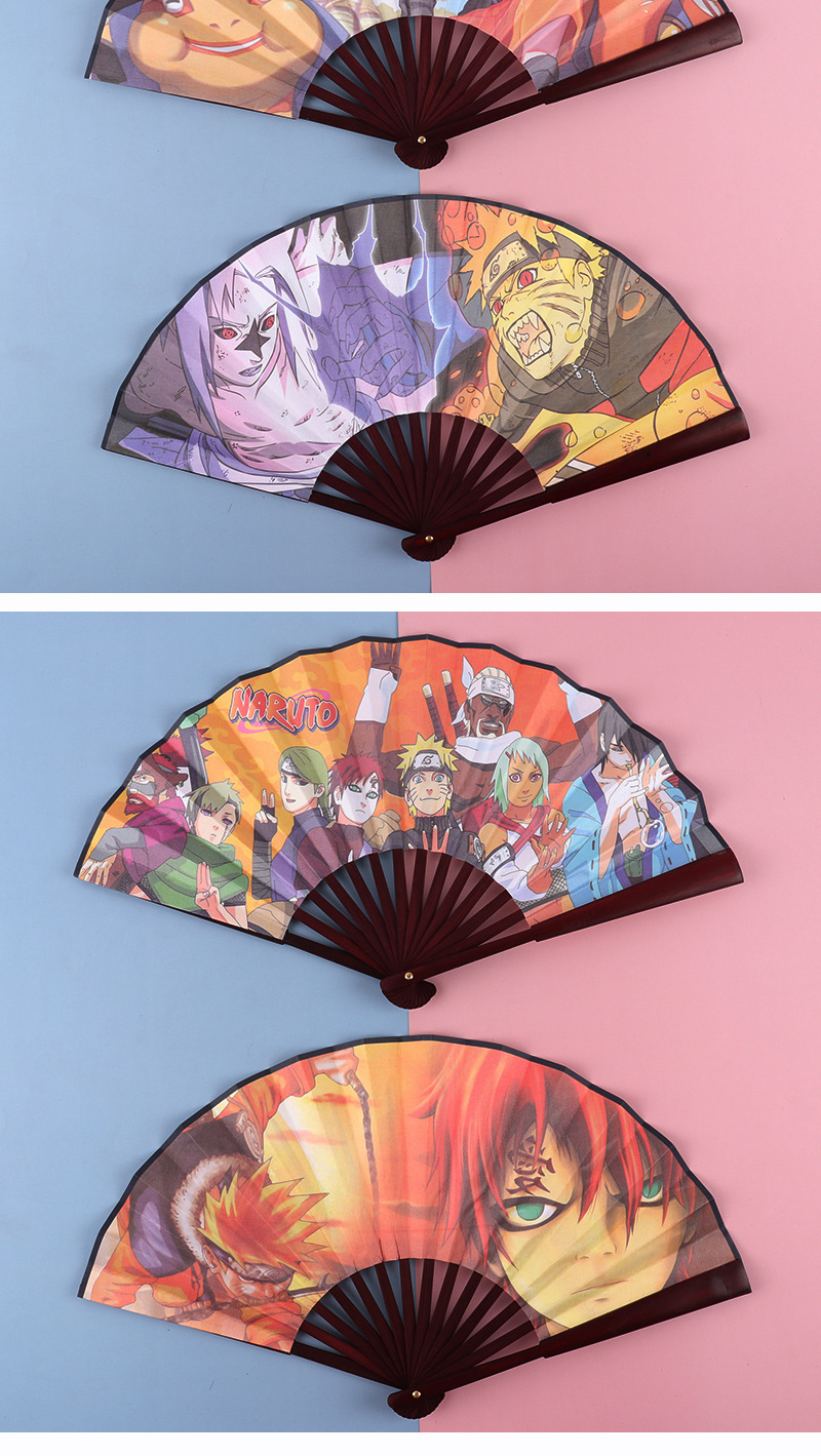 火影忍者扇子动漫漩涡鸣人周边同款卡通绢布扇子夏季小清新扇子