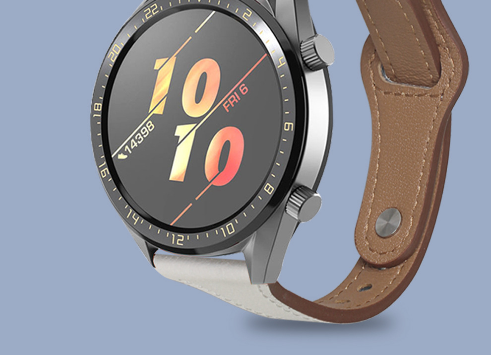 适用三星galaxy watch/active华为watch3 46mm全真皮表带头层牛皮