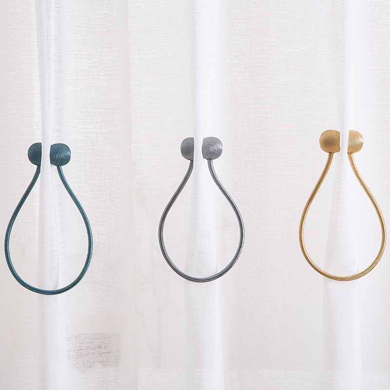 批发欧式编织流苏磁铁窗帘布绷带 磁扣棉绳绑式多功能窗帘固定器