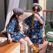 儿童套装夏季2024新款韩版男女童印花天丝牛仔两件套宽松洋气套装