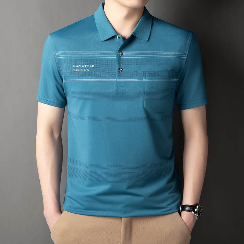 中年爸爸夏装短袖t恤50岁polo衫上衣服夏季薄款中老年人男士爷爷