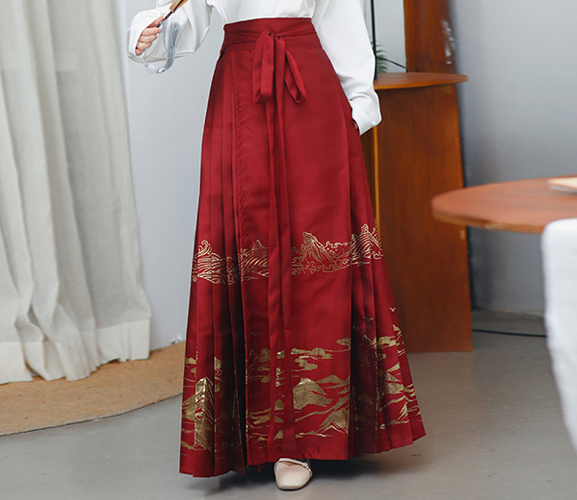 Original Women's Han Chinese Clothing Ming New Chinese Style Improved Woven Gold Horse-Face Skirt Daily Thread Woven Silver Han Element Aircraft Sleeve