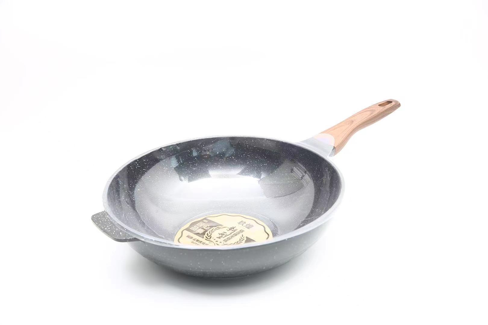 电磁炉燃气灶两用炒锅一体 压铸铝锅复底不粘锅12只起批32/34cm